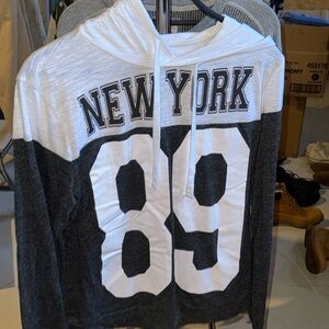 Bluenotes Gray and White New York Long Sleeve Tee